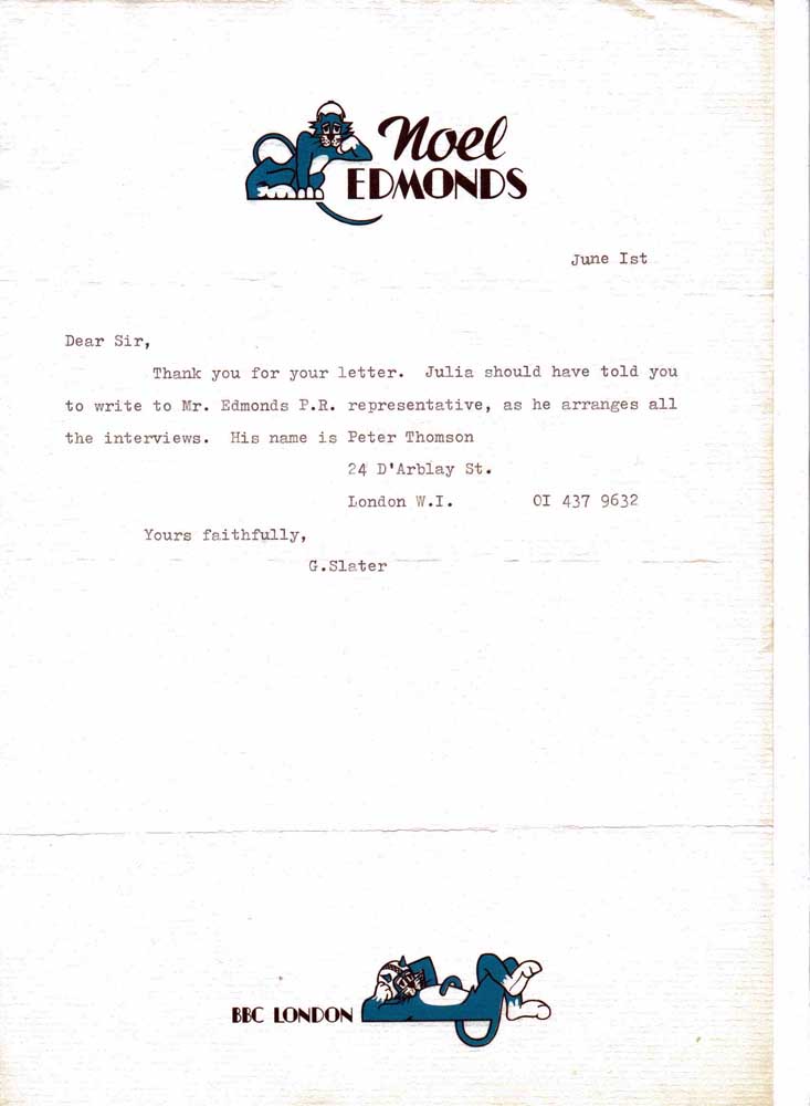Letter from Noel Edmonds